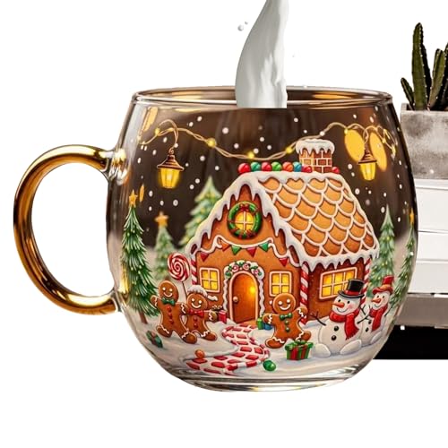 Yiohejy Weihnachtsglas - Weihnachtstasse Geschenkidee für Weihnachtsstrümpfe | 300ml Saisonales Trinkgeschirr für Feiertage Küche geeignet für Wein Wasser Getränke Heiße Schokolade Kalte von Yiohejy