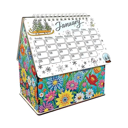DIY 3D Diamant Kunst Malerei Weihnachten Hütte Kalender, Cute Lebkuchenhaus Diamond Art Painting Monatskalender Kit für Home Desktop Ornament DIY 3D Diamant Kunst Malerei Weihnachten Hütte Kalender, Cute Lebkuchenhaus Diamond Art Painting Monatskalender Kit für Home Desktop Ornament von Yiokii