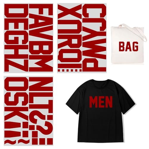 10,2 cm Bügelbuchstaben zum Aufbügeln, Alphabet, Stoff, Vinyl, DIY, für Sport-Trikots, T-Shirts, Kleidung, Spruch, Druck, Handwerk, Dekoration (rot) von Yiootop
