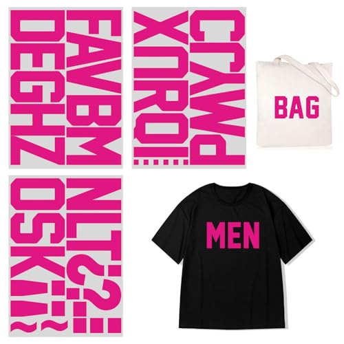 10,2 cm Bügelbuchstaben zum Aufbügeln, Alphabet, Stoff, Vinyl, DIY, für Sporttrikots, T-Shirts, Kleidung, Spruch, Druck, Handwerk, Dekoration (Magenta) von Yiootop