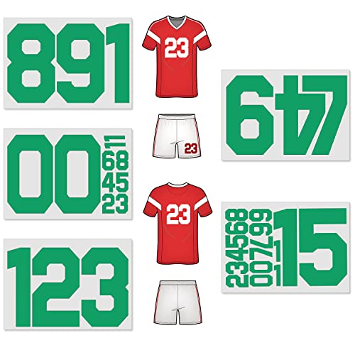 34 Stück Bügelzahlen T-Shirt, 20,3 cm & 5,1 cm Wärmetransfer Bügeln auf Zahlen 0 bis 9 für Teamuniform Sport T-Shirt Hüte Trikot Fußball Basketball Baseball (1 Set Grün) von Yiootop