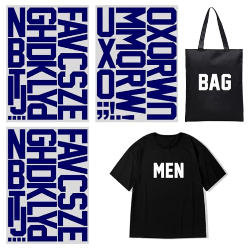 Wärmetransfer-Buchstaben, Alphabet, Stoff, Vinyl, DIY, für Sport-Trikots, T-Shirts, Kleidung, Spruch, Druck, Handwerk, Dekoration, 7,6 cm, Blau von Yiootop