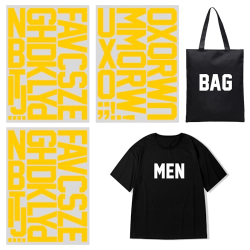 Wärmetransfer-Buchstaben, Alphabet, Stoff, Vinyl, DIY, für Sport-Trikots, T-Shirts, Kleidung, Spruch, Druck, Handwerk, Dekoration, 7,6 cm, Gelb Wärmetransfer-Buchstaben, Alphabet, Stoff, Vinyl, DIY, für Sport-Trikots, T-Shirts, Kleidung, Spruch, Druck, Handwerk, Dekoration, 7,6 cm, Gelb von Yiootop