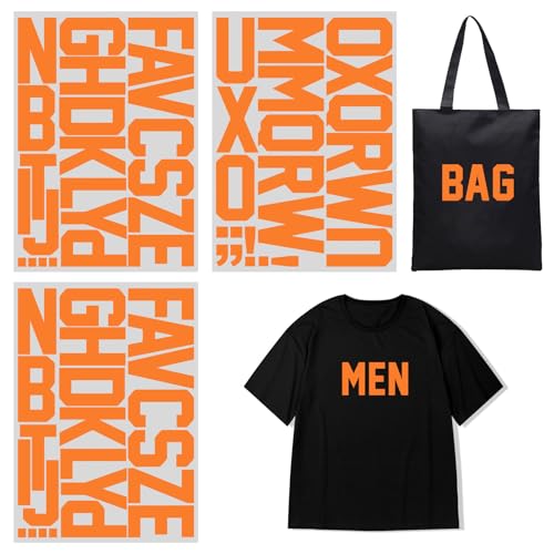 Wärmetransfer-Buchstaben, Alphabet, Stoff, Vinyl, DIY, für Sport-Trikots, T-Shirts, Kleidung, Spruch, Druck, Handwerk, Dekoration, 7,6 cm, Orange Wärmetransfer-Buchstaben, Alphabet, Stoff, Vinyl, DIY, für Sport-Trikots, T-Shirts, Kleidung, Spruch, Druck, Handwerk, Dekoration, 7,6 cm, Orange von Yiootop