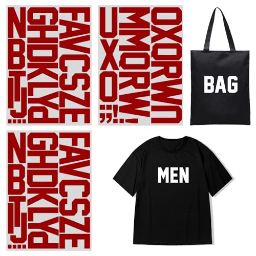 Yiootop Wärmetransfer-Buchstaben, 7,6 cm, Alphabet, Stoff, Vinyl, DIY, für Sport-Trikots, T-Shirts, Kleidung, Spruch, Druck, Handwerk, Dekoration (rot, 156 Stück) von Yiootop