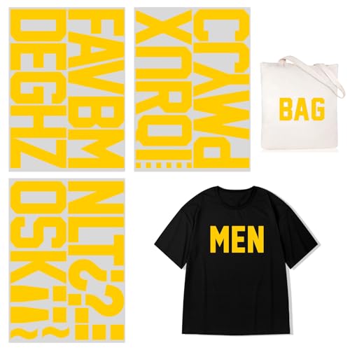 Yiootop 10,2 cm Bügelbild Wärmetransfer-Buchstaben Alphabete Stoff Vinyl DIY für Sport Trikots T-Shirts Kleidung Slogan Druck Handwerk Dekoration (gelb) von Yiootop