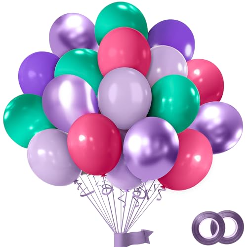 50 Stück Meerjungfrauen-Ballon-Set, 30,5 cm, Happy Birthday, Latex-Ballon, metallisch-lila-blau, Party-Luftballons, blaugrün, lila und rosa, für Mädchen, 50 Stück Meerjungfrauen-Ballon-Set, 30,5 cm, Happy Birthday, Latex-Ballon, metallisch-lila-blau, Party-Luftballons, blaugrün, lila und rosa, für Mädchen, von Yiran