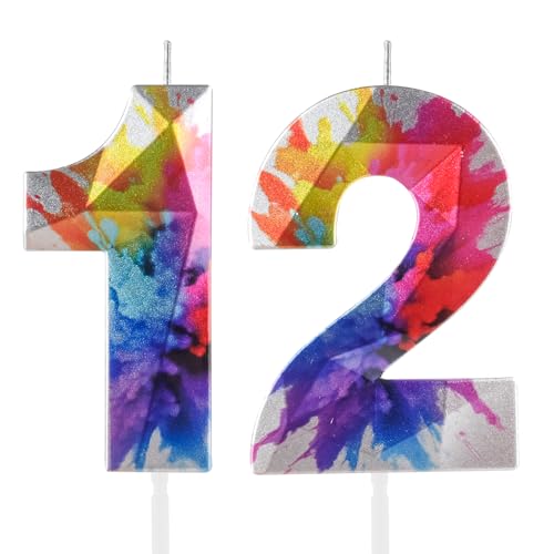 Bunte Graffiti-Kerzen zum 12. Geburtstag, Zahl 12, Kerze für den 12. Geburtstag, Dekoration, 3D-Design, Kuchendekoration, Dekoration für Jungen und Mädchen, Geburtstagsparty, Hochzeiten, Bunte Graffiti-Kerzen zum 12. Geburtstag, Zahl 12, Kerze für den 12. Geburtstag, Dekoration, 3D-Design, Kuchendekoration, Dekoration für Jungen und Mädchen, Geburtstagsparty, Hochzeiten, von Yiran