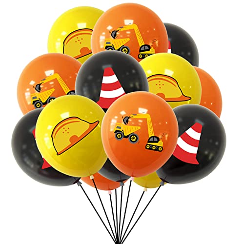 Construction Vehicles Geburtstags Party Dekorationen, 18 Stück 12 Zoll Baufahrzeuge Latex Ballons für Kinder Junge Mädchen Baufahrzeuge Thema Deko Geburtstag Party Supplies von Yiran