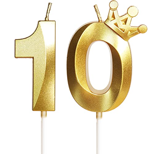 Geburtstagskerze 10 Zahlenkerze 10 mit Krone, 5cm Gold Geburtstagskerzen, Kerzen Geburtstag, Tortendeko Geburtstag, Tortendekoration für Kinder, Erwachsene, 10. Geburtstagsfeier, Jubiläum, Nummer 10 Geburtstagskerze 10 Zahlenkerze 10 mit Krone, 5cm Gold Geburtstagskerzen, Kerzen Geburtstag, Tortendeko Geburtstag, Tortendekoration für Kinder, Erwachsene, 10. Geburtstagsfeier, Jubiläum, Nummer 10 von Yiran