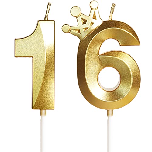 Geburtstagskerze 16 Zahlenkerze 16 mit Krone, 5cm Gold Geburtstagskerzen, Kerzen Geburtstag, Tortendeko Geburtstag, Tortendekoration für Kinder, Erwachsene, 16. Geburtstagsfeier, Jubiläum, Nummer 16 Geburtstagskerze 16 Zahlenkerze 16 mit Krone, 5cm Gold Geburtstagskerzen, Kerzen Geburtstag, Tortendeko Geburtstag, Tortendekoration für Kinder, Erwachsene, 16. Geburtstagsfeier, Jubiläum, Nummer 16 von Yiran