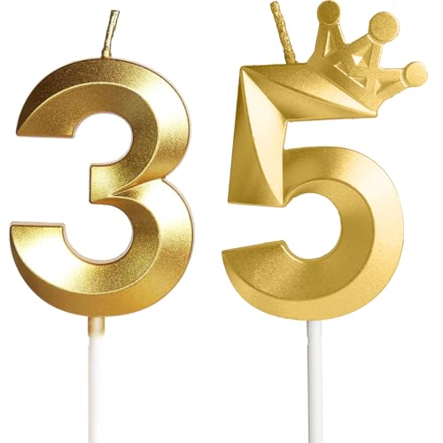 Geburtstagskerze 35 Zahlenkerze 35 mit Krone, 5cm Gold Geburtstagskerzen, Kerzen Geburtstag, Tortendeko Geburtstag, Tortendekoration für Kinder, Erwachsene, 35. Geburtstagsfeier, Jubiläum, Nummer 35 Geburtstagskerze 35 Zahlenkerze 35 mit Krone, 5cm Gold Geburtstagskerzen, Kerzen Geburtstag, Tortendeko Geburtstag, Tortendekoration für Kinder, Erwachsene, 35. Geburtstagsfeier, Jubiläum, Nummer 35 von Yiran