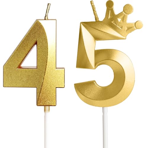 Geburtstagskerze 45 Zahlenkerze 45 mit Krone, 5cm Gold Geburtstagskerzen, Kerzen Geburtstag, Tortendeko Geburtstag, Tortendekoration für Kinder, Erwachsene, 45. Geburtstagsfeier, Jubiläum, Nummer 45 Geburtstagskerze 45 Zahlenkerze 45 mit Krone, 5cm Gold Geburtstagskerzen, Kerzen Geburtstag, Tortendeko Geburtstag, Tortendekoration für Kinder, Erwachsene, 45. Geburtstagsfeier, Jubiläum, Nummer 45 von Yiran