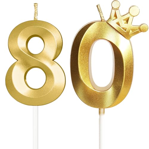 Geburtstagskerze 80 Zahlenkerze 80 mit Krone, 5cm Gold Geburtstagskerzen, Kerzen Geburtstag, Tortendeko Geburtstag, Tortendekoration für Kinder, Erwachsene, 80. Geburtstagsfeier, Jubiläum, Nummer 80 Geburtstagskerze 80 Zahlenkerze 80 mit Krone, 5cm Gold Geburtstagskerzen, Kerzen Geburtstag, Tortendeko Geburtstag, Tortendekoration für Kinder, Erwachsene, 80. Geburtstagsfeier, Jubiläum, Nummer 80 von Yiran