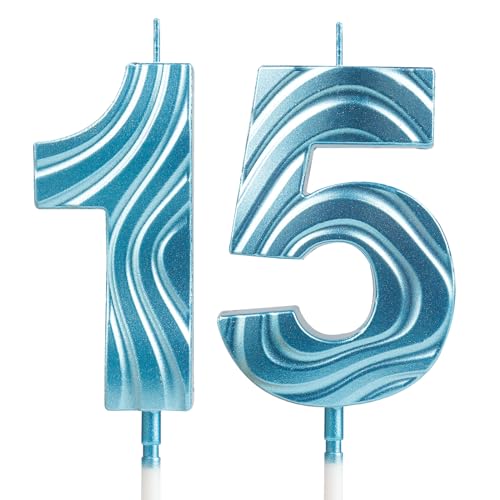 Geburtstagskerzen, Zahlen, blaue Kerzen, 15. Geburtstag, Geburtstagskerze für Kuchen, Happy Birthday, 3D-Design-Kerzen für Jungen und Herren, Geburtstag, Hochzeit, Jahrestag, Party, Kuchendekoration Geburtstagskerzen, Zahlen, blaue Kerzen, 15. Geburtstag, Geburtstagskerze für Kuchen, Happy Birthday, 3D-Design-Kerzen für Jungen und Herren, Geburtstag, Hochzeit, Jahrestag, Party, Kuchendekoration von Yiran