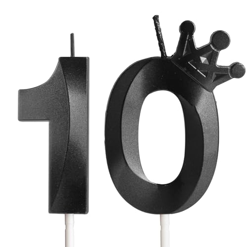 Geburtstagskerzen Zahlen 10, Geburtstagsdeko 10 Jahr Junge Mädchen, Corona Kerzen Geburtstag, Schwarz Personalisierte Geburtstags Party Tortendeko Geburtstagskerzen Zahlen 10, Geburtstagsdeko 10 Jahr Junge Mädchen, Corona Kerzen Geburtstag, Schwarz Personalisierte Geburtstags Party Tortendeko von Yiran