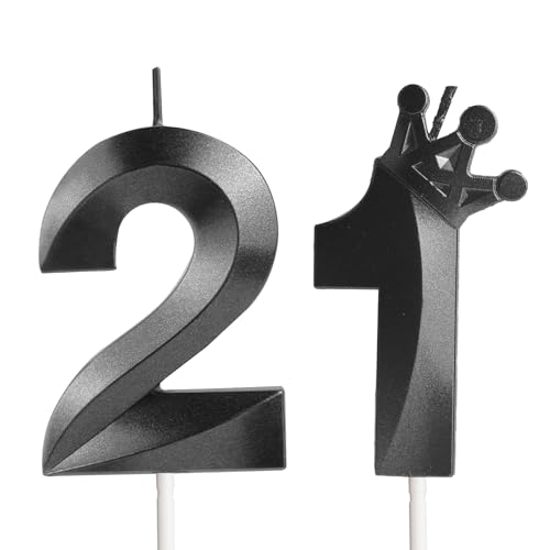 Geburtstagskerzen Zahlen 21, Geburtstagsdeko 21 Jahr Junge Mädchen, Corona Kerzen Geburtstag, Schwarz Personalisierte Geburtstags Party Tortendeko Geburtstagskerzen Zahlen 21, Geburtstagsdeko 21 Jahr Junge Mädchen, Corona Kerzen Geburtstag, Schwarz Personalisierte Geburtstags Party Tortendeko von Yiran