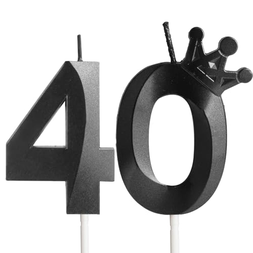 Geburtstagskerzen Zahlen 40, Geburtstagsdeko 40 Jahr Männer Frauen, Corona Kerzen Geburtstag, Schwarz Personalisierte Geburtstags Party Tortendeko Geburtstagskerzen Zahlen 40, Geburtstagsdeko 40 Jahr Männer Frauen, Corona Kerzen Geburtstag, Schwarz Personalisierte Geburtstags Party Tortendeko von Yiran