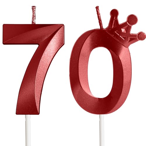 Geburtstagskerzen Zahlen 70, Geburtstagsdeko 70 Jahr Männer Frauen, Corona Kerzen Geburtstag, Rot Personalisierte Geburtstags Party Tortendeko Geburtstagskerzen Zahlen 70, Geburtstagsdeko 70 Jahr Männer Frauen, Corona Kerzen Geburtstag, Rot Personalisierte Geburtstags Party Tortendeko von Yiran