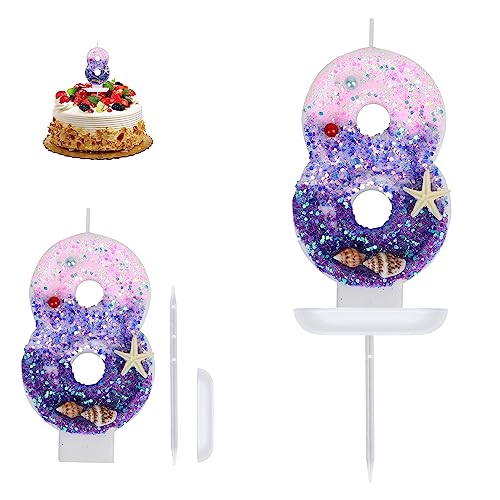 Yiran Meerjungfrau Geburtstagskerzen 8, Kerzen für Torte, Kuchendeko Geburtstag, Unparfümiert, Candle von Yiran