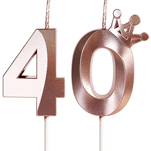 Yiran 3D Roségold Geburtstagskerzen Zahlen40 mit Krone, 5cm, Kuchendekoration, Hochzeit, Jahrestag, Feier, Zubehör (2 Stück) Yiran 3D Roségold Geburtstagskerzen Zahlen40 mit Krone, 5cm, Kuchendekoration, Hochzeit, Jahrestag, Feier, Zubehör (2 Stück) von Yiran