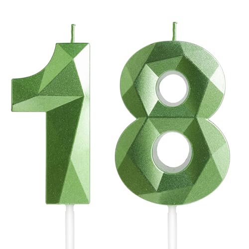 Kerzen zum 18. Geburtstag, Zahl 18, dunkelgrüne Kerzen, Geburtstagskerze für Kuchen, Happy Birthday Kerze, Tortenaufsatz, Dekorationen für Geburtstagsfeier, Hochzeitstag, Feier Kerzen zum 18. Geburtstag, Zahl 18, dunkelgrüne Kerzen, Geburtstagskerze für Kuchen, Happy Birthday Kerze, Tortenaufsatz, Dekorationen für Geburtstagsfeier, Hochzeitstag, Feier von Yiran