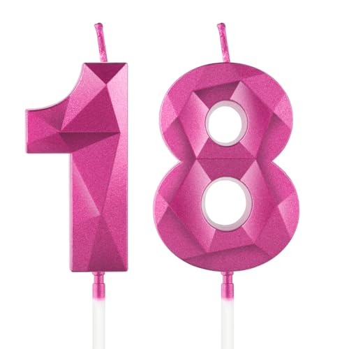Kerzen zum 18. Geburtstag, Zahl 18 für Kuchen, Kerze für den 18. Geburtstag, 3D-Design, Kuchendekoration, Dekoration für Mädchen, Damen, Geburtstag, Mottoparty, Hochzeit, Jahrestag, Feier, Zubehör, Kerzen zum 18. Geburtstag, Zahl 18 für Kuchen, Kerze für den 18. Geburtstag, 3D-Design, Kuchendekoration, Dekoration für Mädchen, Damen, Geburtstag, Mottoparty, Hochzeit, Jahrestag, Feier, Zubehör, von Yiran
