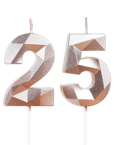 Kerzen zum 25. Geburtstag, Zahl 25, Roségold-Kerzen, Geburtstagskerze für Kuchen, Happy Birthday Kerze, Kuchendekoration, Dekorationen für Geburtstagsfeier, Hochzeitstag, Feier Kerzen zum 25. Geburtstag, Zahl 25, Roségold-Kerzen, Geburtstagskerze für Kuchen, Happy Birthday Kerze, Kuchendekoration, Dekorationen für Geburtstagsfeier, Hochzeitstag, Feier von Yiran