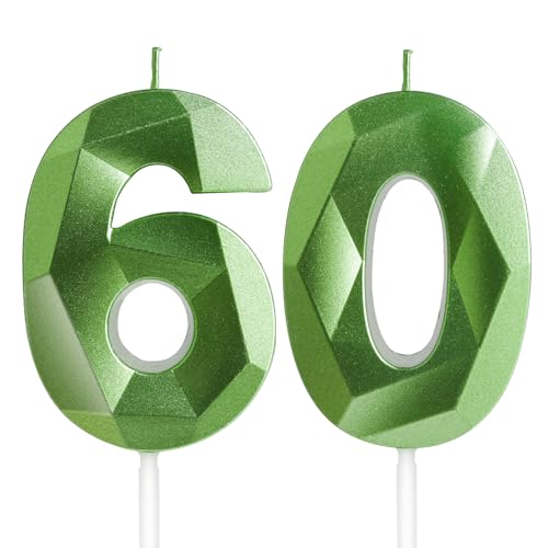 Kerzen zum 60. Geburtstag, Zahl 60, dunkelgrüne Kerzen, Geburtstagskerze für Kuchen, Happy Birthday Kerze, Tortenaufsatz, Dekorationen für Geburtstagsfeier, Hochzeitstag, Feier Kerzen zum 60. Geburtstag, Zahl 60, dunkelgrüne Kerzen, Geburtstagskerze für Kuchen, Happy Birthday Kerze, Tortenaufsatz, Dekorationen für Geburtstagsfeier, Hochzeitstag, Feier von Yiran