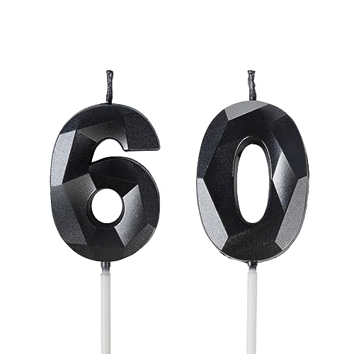 Kerzen zum 60. Geburtstag, Zahl 60, schwarze Kerzen, Geburtstagskerze für Kuchen, Happy Birthday Kerze, Tortenaufsatz, Dekorationen für Geburtstagsparty, Hochzeitstag, Feier Kerzen zum 60. Geburtstag, Zahl 60, schwarze Kerzen, Geburtstagskerze für Kuchen, Happy Birthday Kerze, Tortenaufsatz, Dekorationen für Geburtstagsparty, Hochzeitstag, Feier von Yiran