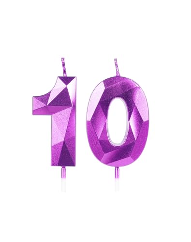 Lila Kerzen zum 10. Geburtstag, Zahl 10, Kerze für 10. Geburtstag, Dekoration, 3D-Design, Kuchendekoration, Dekoration für Jungen, Mädchen, Frauen, Männer, Geburtstag, Mottoparty, Hochzeiten, Lila Kerzen zum 10. Geburtstag, Zahl 10, Kerze für 10. Geburtstag, Dekoration, 3D-Design, Kuchendekoration, Dekoration für Jungen, Mädchen, Frauen, Männer, Geburtstag, Mottoparty, Hochzeiten, von Yiran