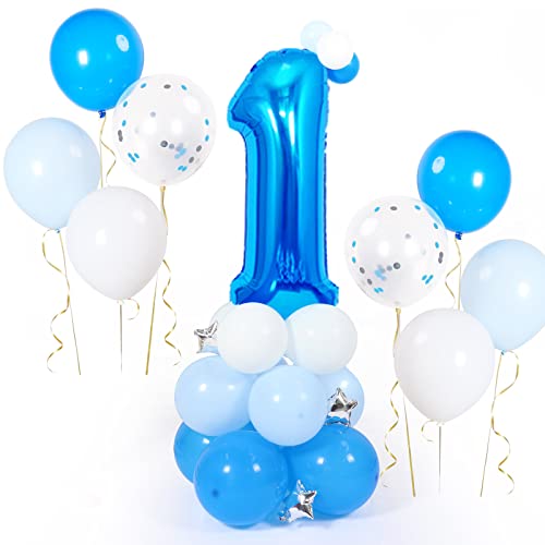 Luftballons Girlande Blau Luftballons 1 Geburtstag, 32 Zoll Helium-Folie 1th Ballons, 32 Stück Latex Ballons Girlande für Geburtstag, Baby Shower, Verlobung, Hochzeit, Jahrestag, Party Dekorationen von Yiran