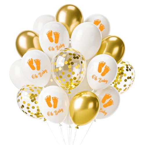 Luftballons mit Fußabdruck, für Babypartys, goldweiße Luftballons mit Babyfuß, bedruckt, für Babyparty, Geburtstag, Hochzeit, Dekoration, 18 Stück Luftballons mit Fußabdruck, für Babypartys, goldweiße Luftballons mit Babyfuß, bedruckt, für Babyparty, Geburtstag, Hochzeit, Dekoration, 18 Stück von Yiran