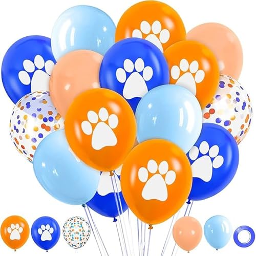 Luftballons mit Hundepfoten-Motiv, 30,5 cm, Pfotenabdruck, Königsblau, Hellblau, Beige, Orange, Luftballons mit Konfetti, für Jungen, Pfotengeburtstag, Babyparty, Abschlussdekoration, Blau und Orange Luftballons mit Hundepfoten-Motiv, 30,5 cm, Pfotenabdruck, Königsblau, Hellblau, Beige, Orange, Luftballons mit Konfetti, für Jungen, Pfotengeburtstag, Babyparty, Abschlussdekoration, Blau und Orange von Yiran