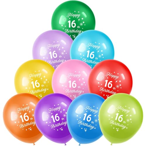 Luftballons zum 16. Geburtstag, 10 Stück, 30,5 cm, Latex, sortiert, mehrfarbig, Zahl 16, Luftballons für Jungen, Mädchen, Kinder, 16. Geburtstag, Party-Dekoration, 16. Geburtstag Luftballons zum 16. Geburtstag, 10 Stück, 30,5 cm, Latex, sortiert, mehrfarbig, Zahl 16, Luftballons für Jungen, Mädchen, Kinder, 16. Geburtstag, Party-Dekoration, 16. Geburtstag von Yiran