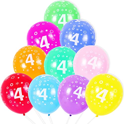 Luftballons zum 4. Geburtstag, 10 Stück, 30,5 cm, Latex, Bunte Farben, Geburtstagsballons, Zahlenballons, Zahl 4, Luftballons für 4 Jahre Alten Geburtstag, 4. Jubiläen, Partydekorationszubehör Luftballons zum 4. Geburtstag, 10 Stück, 30,5 cm, Latex, Bunte Farben, Geburtstagsballons, Zahlenballons, Zahl 4, Luftballons für 4 Jahre Alten Geburtstag, 4. Jubiläen, Partydekorationszubehör von Yiran