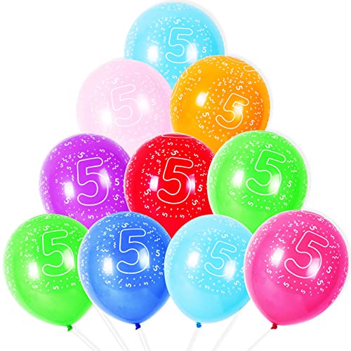 Luftballons zum 5. Geburtstag, 10 Stück, 30,5 cm, aus Latex, Bunte Farben, Geburtstagsballons, Zahlenballons, Zahl 5, für 5 Jahre Alten Geburtstag, 5. Jubiläen, Partydekorationszubehör von Yiran