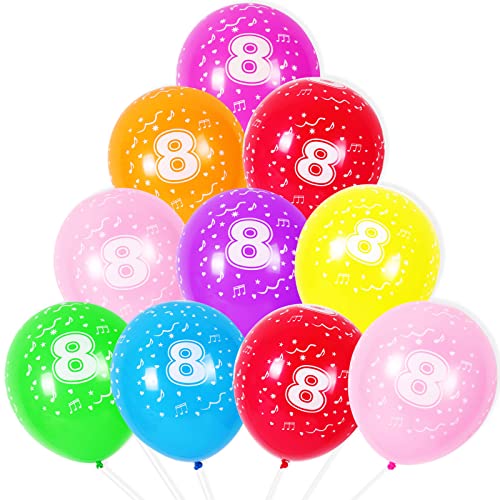 Luftballons zum 8. Geburtstag, 10 Stück, 30,5 cm, Latex, Bunte Farben, Geburtstagsballons, Zahlenballons, Zahl 8, Luftballons für 8 Jahre alten Geburtstag, 8. Jubiläen, Partydekorationszubehör von Yiran