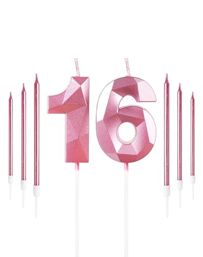 Mädchen Rosa 16. Geburtstag Kerzen Set, Nummer 16 Kerze mit Mädchen Rosa Lange Kerzen, Geburtstagskerzen für Kuchen, Geburtstagskerze, Kuchen Kerzen Cake Topper Dekorationen für Frauen Geburtstag Mädchen Rosa 16. Geburtstag Kerzen Set, Nummer 16 Kerze mit Mädchen Rosa Lange Kerzen, Geburtstagskerzen für Kuchen, Geburtstagskerze, Kuchen Kerzen Cake Topper Dekorationen für Frauen Geburtstag von Yiran