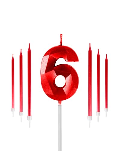 Rote 6. Geburtstag Kerzen Set, Zahl 6 Kerze mit roten langen Kerzen, Geburtstagskerzen für Kuchen, Geburtstagskerze, Kuchen Kerzen Cake Topper Dekorationen für Jungen Mädchen Männer Frauen Geburtstag Rote 6. Geburtstag Kerzen Set, Zahl 6 Kerze mit roten langen Kerzen, Geburtstagskerzen für Kuchen, Geburtstagskerze, Kuchen Kerzen Cake Topper Dekorationen für Jungen Mädchen Männer Frauen Geburtstag von Yiran