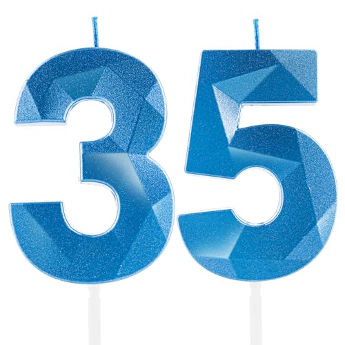 Royalblaue 35. Geburtstagskerzen, 355. Geburtstagsdekorationen für Frauen und Männlich, 3D-Zahl-35-Kerze für Kuchen, Königsblau – Kuchendekorationen für Geburtstagsfeiern und Hochzeiten Zubehör Royalblaue 35. Geburtstagskerzen, 355. Geburtstagsdekorationen für Frauen und Männlich, 3D-Zahl-35-Kerze für Kuchen, Königsblau – Kuchendekorationen für Geburtstagsfeiern und Hochzeiten Zubehör von Yiran
