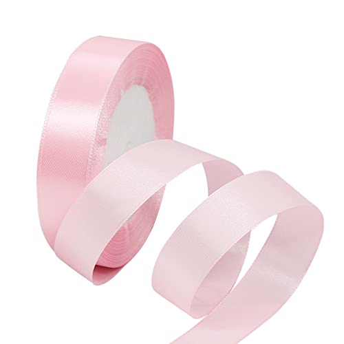 Satinband Pink 20mm, 22 Meters Dekoration Präsent Geschenkband breit Schleifenband, Stoffband für kleid Hochzeit, Taufe und Geburtstag Geschenke,Satin Dekoband, Deko Band Geschenkverpackung von Yiran