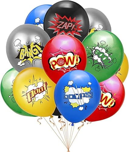 Yiran Superhero Luftballons Geburtstags Party Dekorationen, 18 Stück 12 Zoll Superhero Latex Ballons für Kinder Junge Mädchen Superhero Thema Deko Geburtstag Party Supplies von Yiran