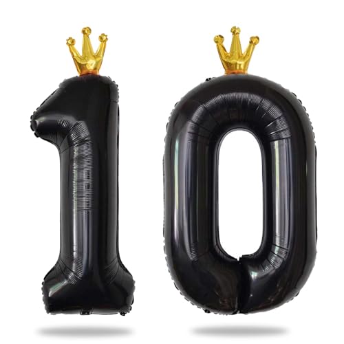 Yiran 101,6 cm schwarzer Folienballon Zahl 10 mit goldener Krone, große Zahlenballons, Helium 10 Ballon Zahlen, Schwarz 10 Geburtstag Dekorationen für Mädchen Jungen Kinder Jubiläum Party Dekorationen Yiran 101,6 cm schwarzer Folienballon Zahl 10 mit goldener Krone, große Zahlenballons, Helium 10 Ballon Zahlen, Schwarz 10 Geburtstag Dekorationen für Mädchen Jungen Kinder Jubiläum Party Dekorationen von Yiran