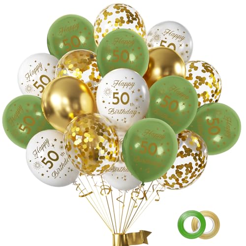 Yiran 16pcs 50 Geburtstag Luftballons Salbeigrün Gold Weiß, Happy Birthday Latex Konfetti Ballons Salbeigrün und Gold für Jungen Mädchen Geburtstag 50 Jahre alt Hochzeit Feiern Dekoration Yiran 16pcs 50 Geburtstag Luftballons Salbeigrün Gold Weiß, Happy Birthday Latex Konfetti Ballons Salbeigrün und Gold für Jungen Mädchen Geburtstag 50 Jahre alt Hochzeit Feiern Dekoration von Yiran