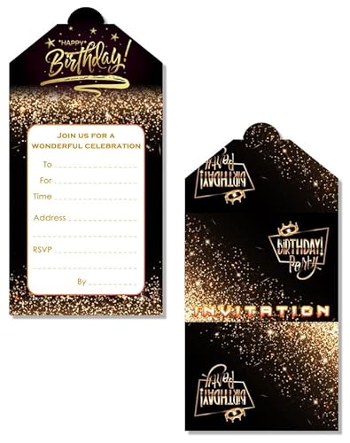Yiran 16x Schwarzes Gold Einladungskarten für Party und Geburtstag - die Karten im Glitzer Sternenhimmel Design sind die EINLADUNG für Männer Frauen Jungen Mädchen zum Geburtstage und Partys Yiran 16x Schwarzes Gold Einladungskarten für Party und Geburtstag - die Karten im Glitzer Sternenhimmel Design sind die EINLADUNG für Männer Frauen Jungen Mädchen zum Geburtstage und Partys von Yiran