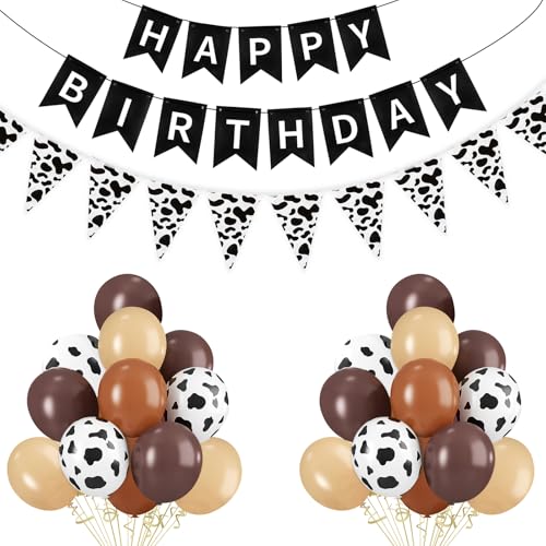 Yiran 22Stk Kuh Geburtstag Deko Mädchen Junge Mit Happy Birthday Girlande Geburtstag, Wimpelkette und 12 Zoll Kuh Luftballons Geburtstag Braun Latex Balloons, Cowboys Cowgirls Geburtstag Party Deko Yiran 22Stk Kuh Geburtstag Deko Mädchen Junge Mit Happy Birthday Girlande Geburtstag, Wimpelkette und 12 Zoll Kuh Luftballons Geburtstag Braun Latex Balloons, Cowboys Cowgirls Geburtstag Party Deko von Yiran