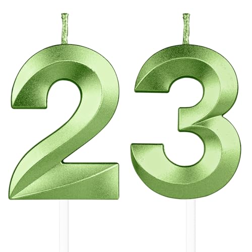 Yiran 3D Grün Geburtstagskerzen,Geburtstagskerzen Zahlen 23,Kuchendeko Geburtstag,Geburtstagskerzen für Geburtstagsdeko,Kuchen Dekoration für Männer Frauen Geburtstag Jubiläen Party Yiran 3D Grün Geburtstagskerzen,Geburtstagskerzen Zahlen 23,Kuchendeko Geburtstag,Geburtstagskerzen für Geburtstagsdeko,Kuchen Dekoration für Männer Frauen Geburtstag Jubiläen Party von Yiran