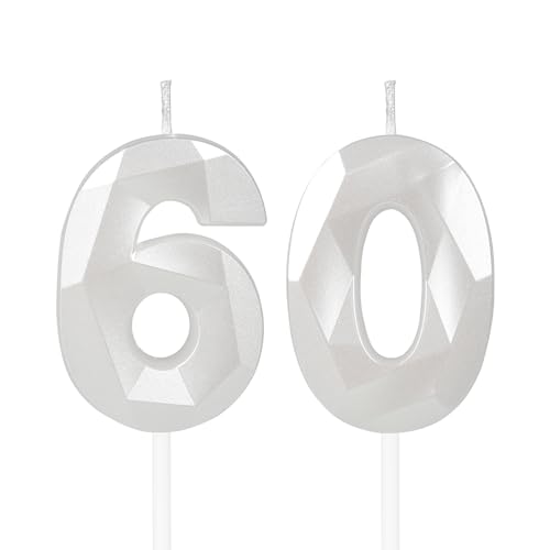 Yiran 3D Weiß Geburtstagskerzen,Geburtstagskerzen Zahlen 60,Kuchendeko Geburtstag,Geburtstagskerzen für Geburtstagsdeko,Kuchen Dekoration für Männer, Frauen Geburtstag Jubiläen Party Yiran 3D Weiß Geburtstagskerzen,Geburtstagskerzen Zahlen 60,Kuchendeko Geburtstag,Geburtstagskerzen für Geburtstagsdeko,Kuchen Dekoration für Männer, Frauen Geburtstag Jubiläen Party von Yiran