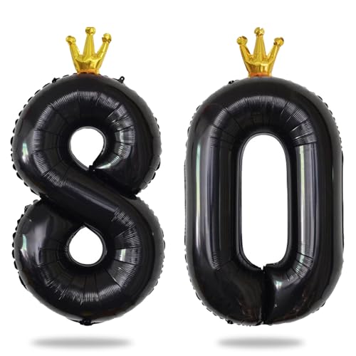 Yiran 40 Zoll Schwarz Folienballon Zahlen 40 mit Gold Krone, Große Zahlenballons, Helium 40 Ballon Zahlen, Schwarz 40 Geburtstag Dekorationen für Männer Frauen/Jubiläum Party Dekorationen von Yiran